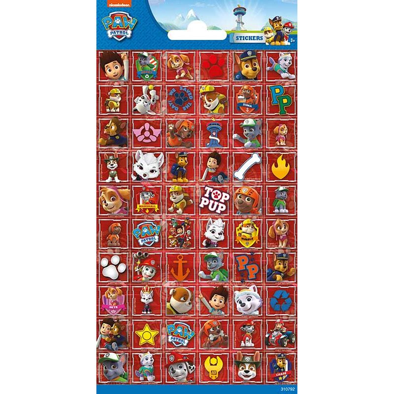 Foto van Nickelodeon stickerset paw patrol junior rood 60 stuks