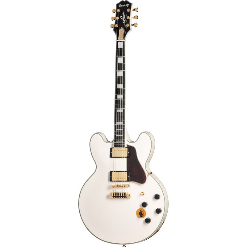 Foto van Epiphone b.b. king lucille bone white semi-akoestische gitaar met epilite case