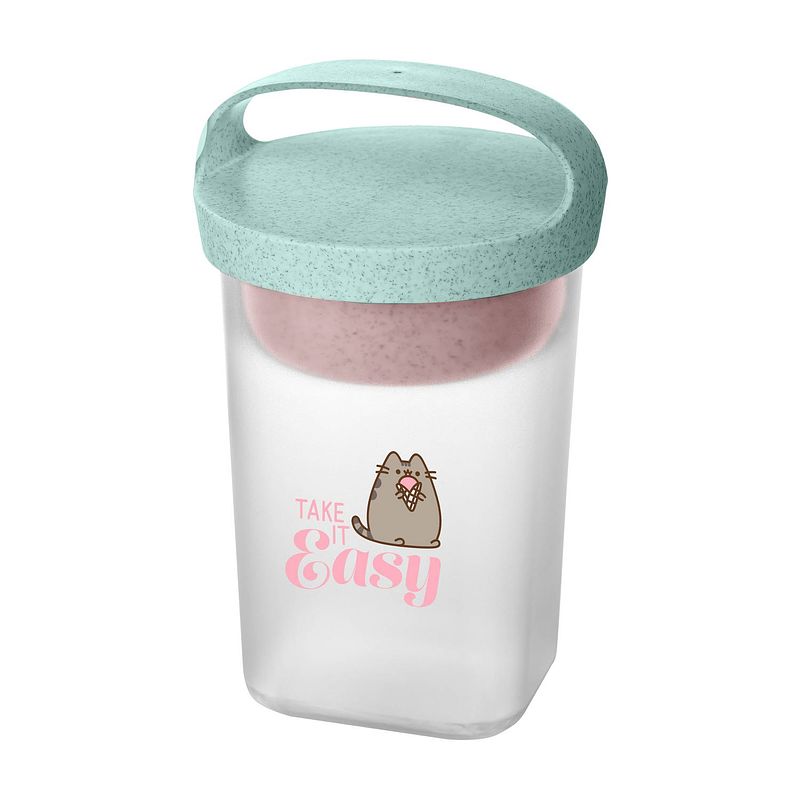 Foto van Koziol bio-circulair - buddy snackbox met deksel 700 ml pusheen take it easy - gerecycled zonnebloemolie - blauw