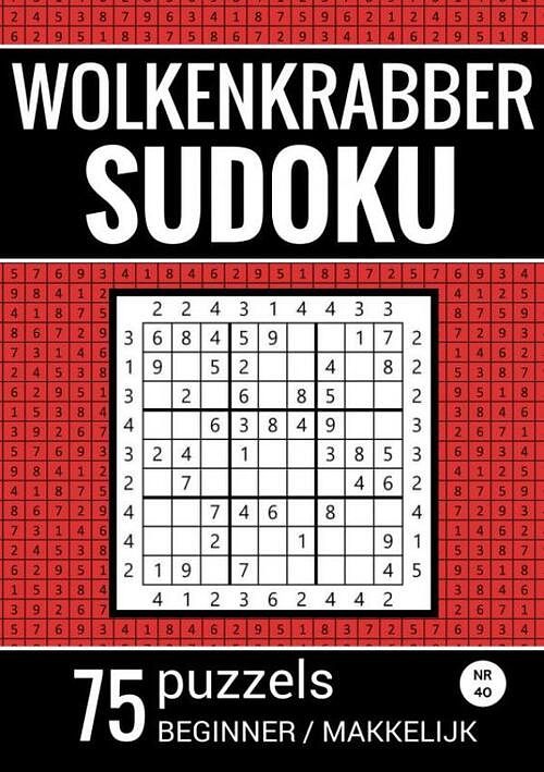 Foto van Wolkenkrabber sudoku - nr. 40 - 75 puzzels - beginner / makkelijk - sudoku puzzelboeken - paperback (9789464802443)