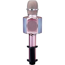 Foto van Bluetooth karaoke microfoon met speaker en verlichting lenco bmc-090pk roze