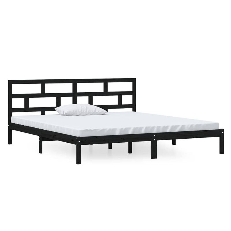 Foto van Vidaxl bedframe massief grenenhout zwart 140x190 cm