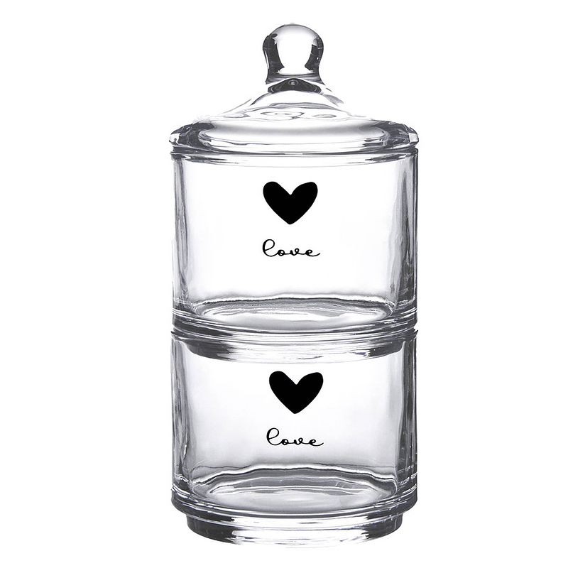 Foto van Clayre & eef voorraadpot deksel ø 10x21 cm glas rond hart love voorraadbus bewaarpot opbergpot transparant voorraadbus