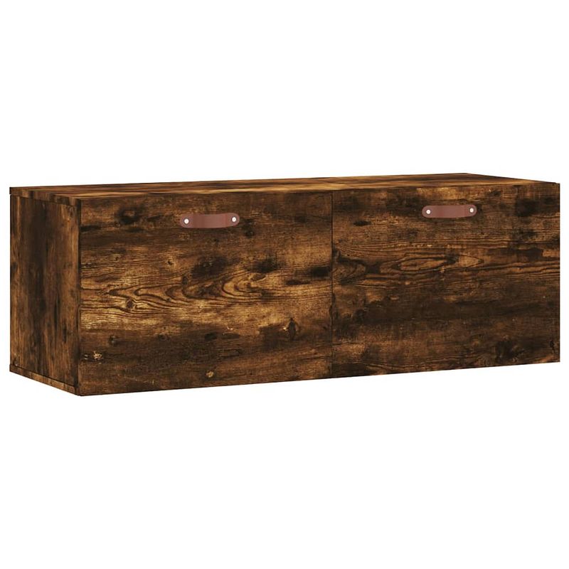 Foto van The living store wandkast gerookt eiken - opbergkast 100x36.5x35 cm - duurzaam hout