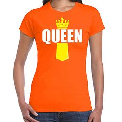 Foto van Oranje queen shirt met kroontje - koningsdag t-shirt voor dames xs - feestshirts