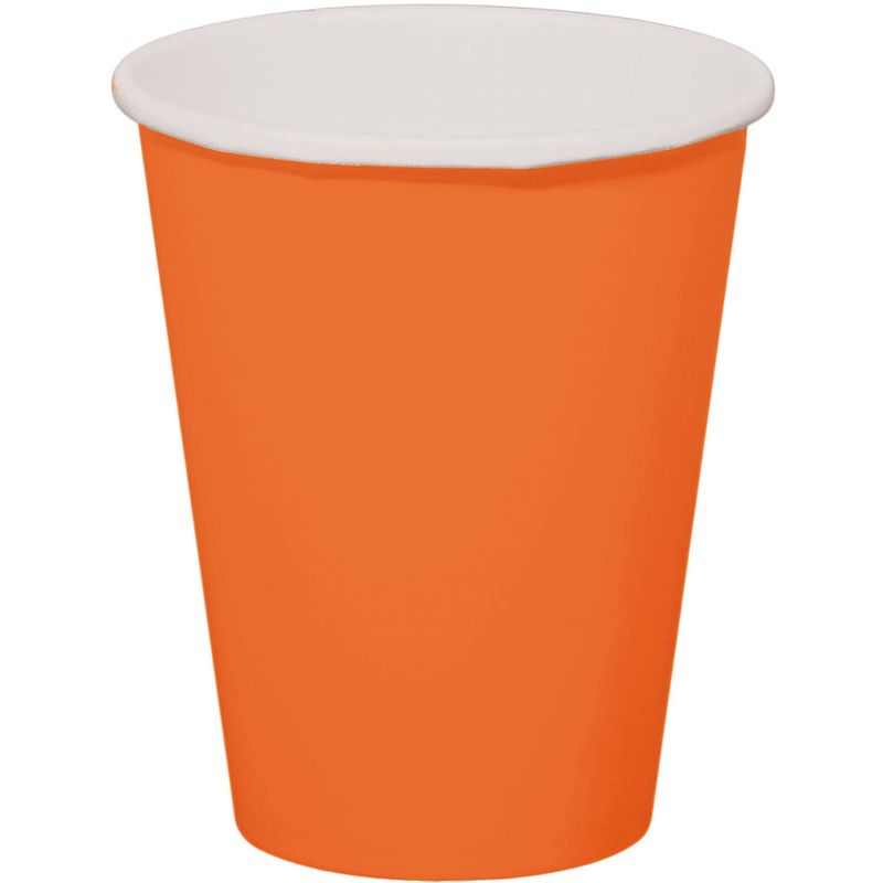 Foto van 16x stuks drinkbekers van papier oranje 350 ml - feestbekertjes