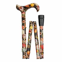 Foto van Classic canes opvouwbare wandelstok - stil leven - bosschaert - aluminium - derby handvat - lengte 82 - 92 cm