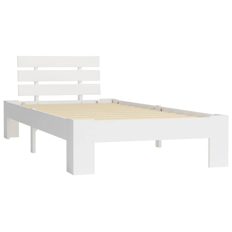 Foto van The living store massief grenenhouten bedframe - wit - 213 x 95 x 66 cm - geschikt voor matras van 90 x 200 cm