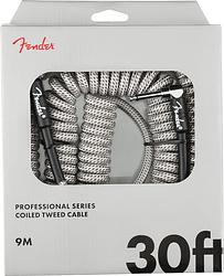 Foto van Fender professional cables coil cable 9 m wit tweed recht en haaks