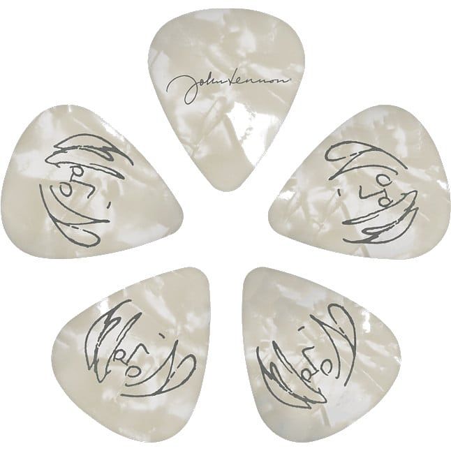 Foto van D'saddario john lennon signature guitar picks gitaar plectrums medium 10-pack