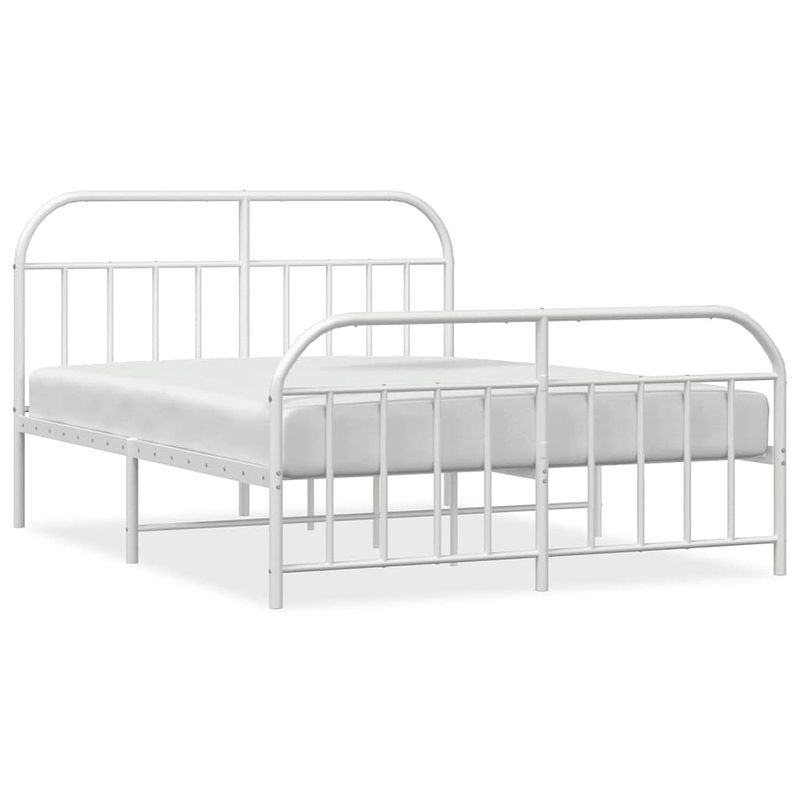 Foto van Vidaxl bedframe met hoofd- en voeteneinde metaal wit 160x200 cm