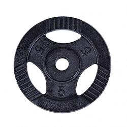 Foto van Gorilla sports gewichtsschijf - halterschijf - 5 kg - gripper gietijzer zwart - 30 mm