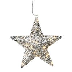 Foto van Zilveren ster met 30 warm witte led lampjes 30 cm - kerststerren
