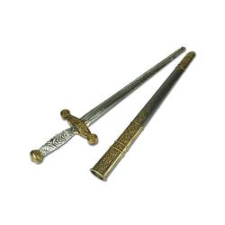 Foto van Zilver middeleeuws ridder zwaard in gouden schede 45 cm