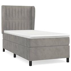 Foto van The living store boxspringbed - comfort - bed - 193 x 93 x 118/128 cm - lichtgrijs - fluweel