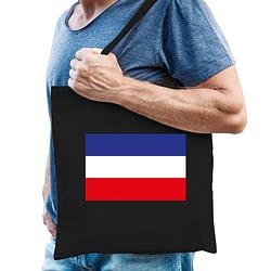 Foto van Boerenprotest katoenen tas met omgekeerde nederlandse vlag zwart - verkleedtassen