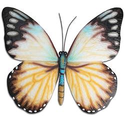 Foto van Pro garden tuin wanddecoratie vlinder - metaal - wit - 44 x 28 cm - tuinbeelden