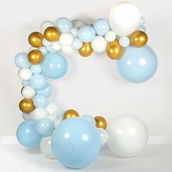 Foto van Fissaly® ballonnenboog blauw, wit & goud - ballonboog feest decoratie versiering - verjaardag - latex ballonnen boog