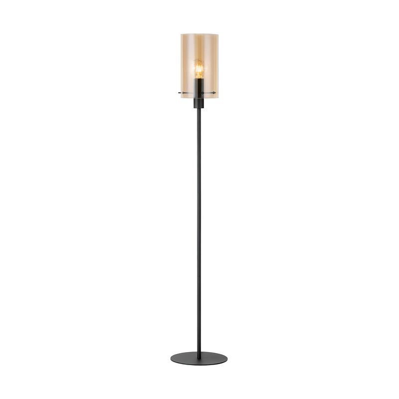 Foto van Eglo polverara vloerlamp - e27 - 155 cm - zwart/amber