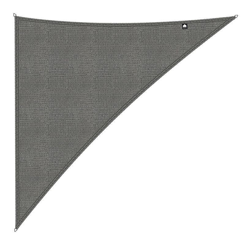 Foto van Kopu® schaduwdoek driehoek 5x5x7,1mtr 280 grams waterdoorlatend grijs
