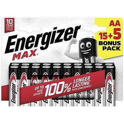 Foto van Energizer max aa batterij (penlite) alkaline 1.5 v 20 stuk(s)