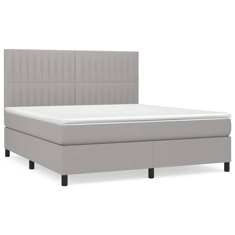 Foto van The living store boxspringbed - comfort - bed - 203x180x118/128cm - lichtgrijs - pocketvering matras - middelharde