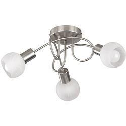 Foto van Led plafondlamp - plafondverlichting - trion antiniba - e14 fitting - 3-lichts - rond - mat nikkel - aluminium