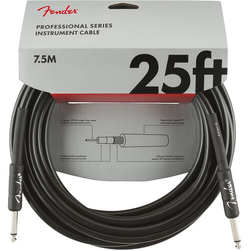 Foto van Fender professional series black jackkabel 7.5m