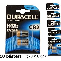 Foto van 20 stuks (10 blisters a 2st) - duracell cr2 lithium batterij - blister van 2 stuks