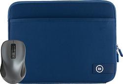 Foto van Bluebuilt 14 inch laptophoes breedte 32 cm - 33 cm blauw + cm01 silent click draadloze muis