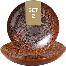 Foto van Palmer bord diep coupe magmatic 22 cm bruin stoneware 2 stuk(s)