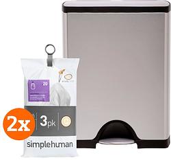 Foto van Simplehuman rectangular classic 50 liter rvs + vuilniszakken (120 stuks)