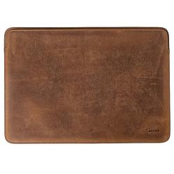 Foto van Accezz leather hoes voor macbook 14 inch laptop sleeve bruin