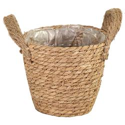 Foto van Mega collections rotan planten/bloemen mand - rieten - naturel bruin - d18 x h16 cm - plantenpotten