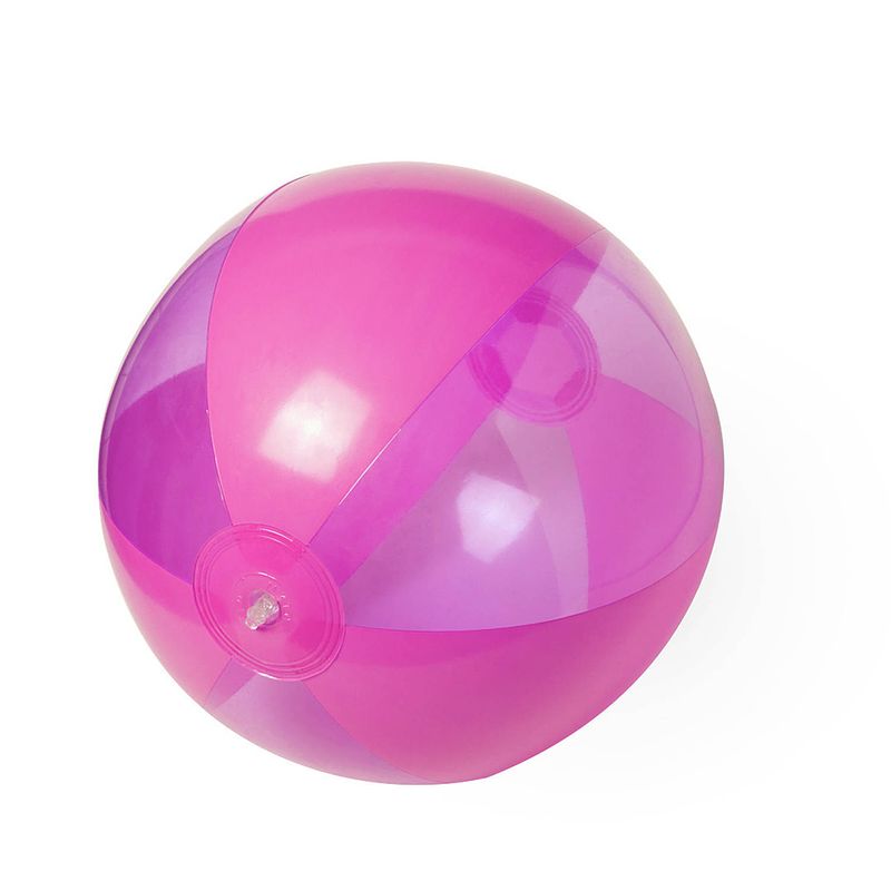 Foto van Opblaasbare strandbal plastic roze 28 cm - strandballen