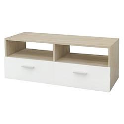 Foto van Ml-design tv lowboard wit/naturel, 95x36x35 cm, gemaakt van mdf spaanplaat