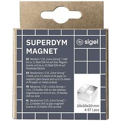 Foto van Sigel neodymium magneet ba705 (b x h x d) 20 x 10 x 20 mm dobbelsteen zilver 4 stuk(s) ba705