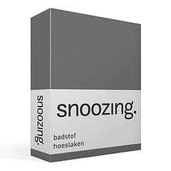 Foto van Snoozing badstof hoeslaken - 80% katoen - 20% polyester - lits-jumeaux (140x210/220 of 160x200 cm) - antraciet