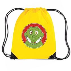 Foto van Krokodillen rugtas / gymtas geel voor kinderen - gymtasje - zwemtasje