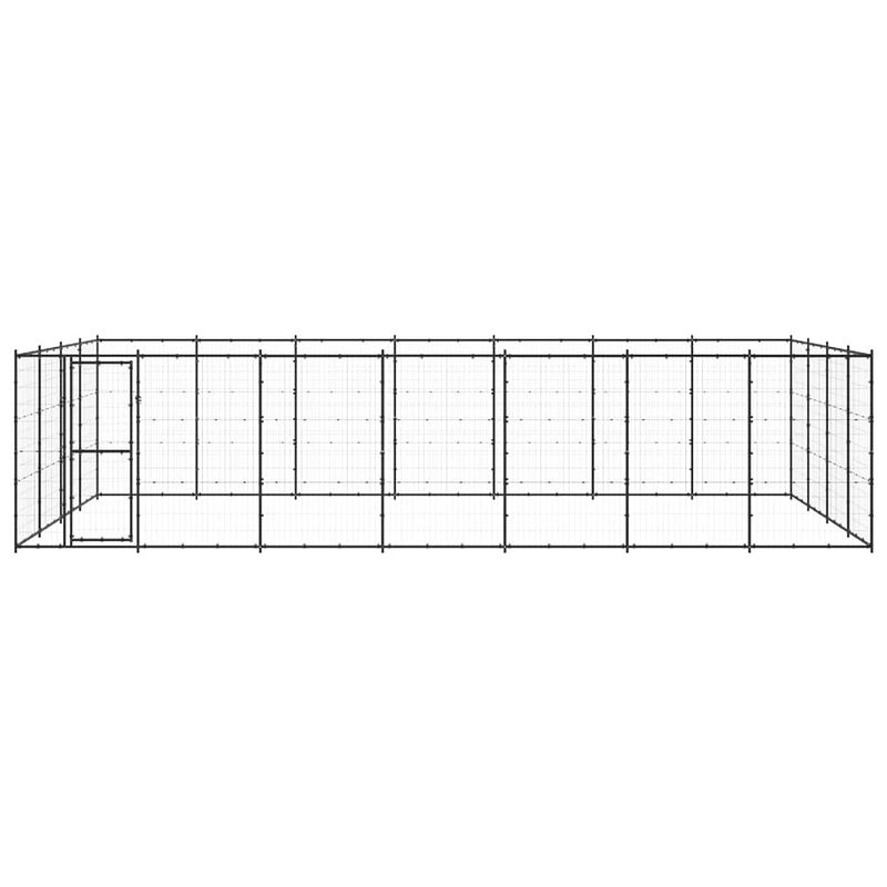 Foto van The living store hondenkennel - gepoedercoat staal - 770x440x180 cm - met deur - zwart