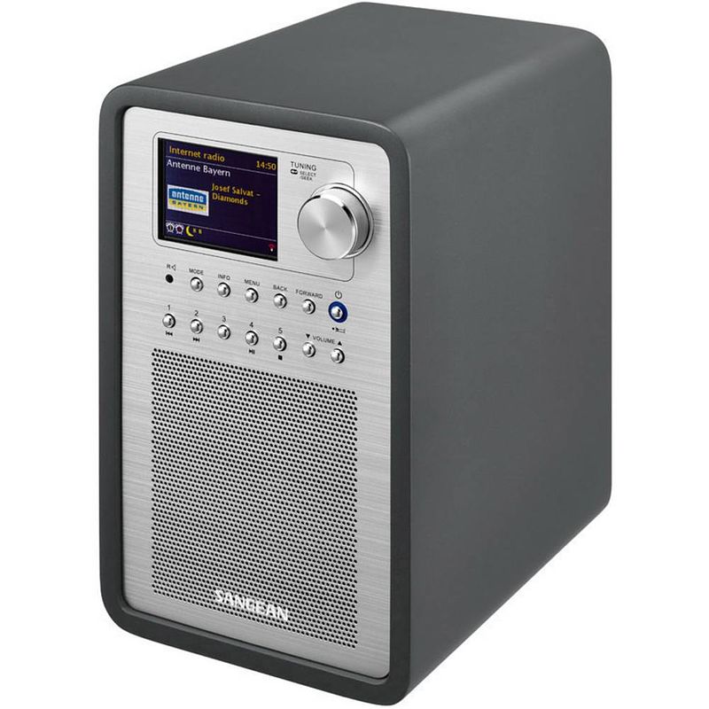 Foto van Sangean wfr-70 (smartlink 1) tafelradio met internetradio dab+, vhf (fm) aux, internetradio, usb spotify, geschikt voor dlna grijs