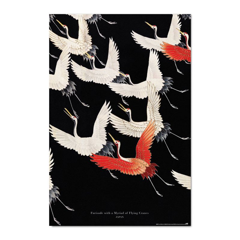 Foto van Grupo erik furisode with a myriad of flying cranes poster 61x91,5cm