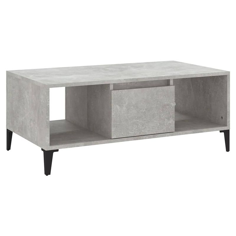 Foto van The living store salontafel industrieel - 90 x 50 x 36.5 cm - betongrijs