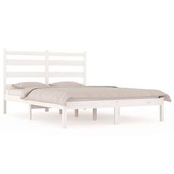 Foto van The living store klassiek houten bedframe - 205.5 x 205.5 x 100 cm - massief grenenhout - wit