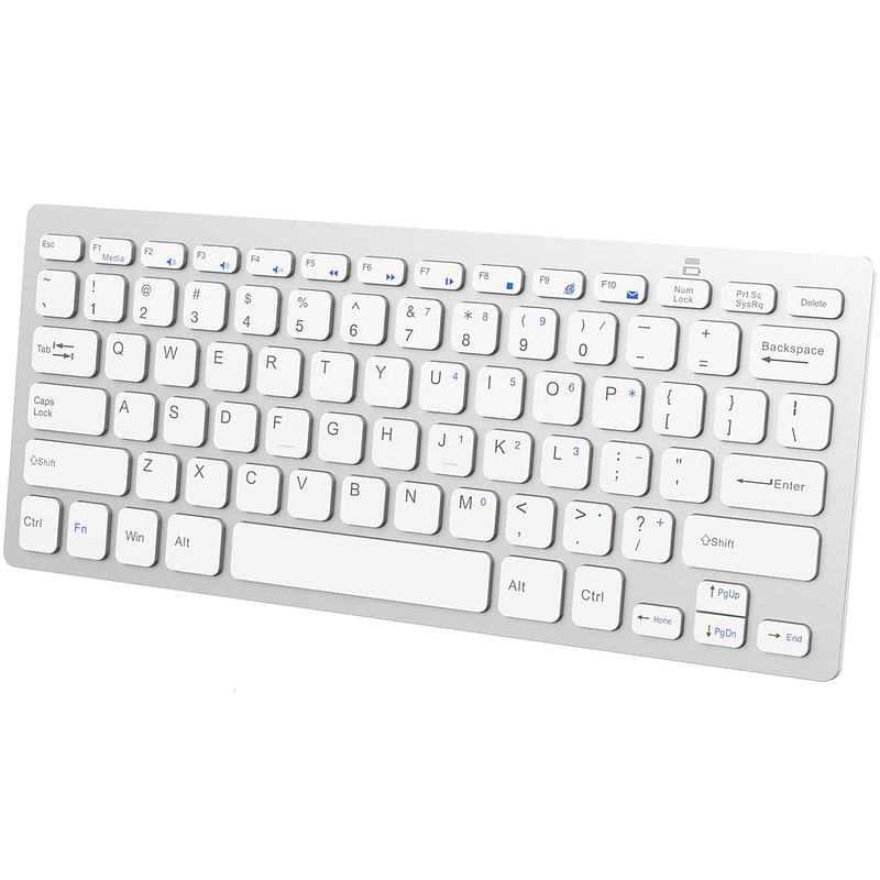 Foto van Basey draadloos toetsenbord bluetooth keyboard - bluetooth toetsenbord draadloos universeel - wireless keyboard - wit