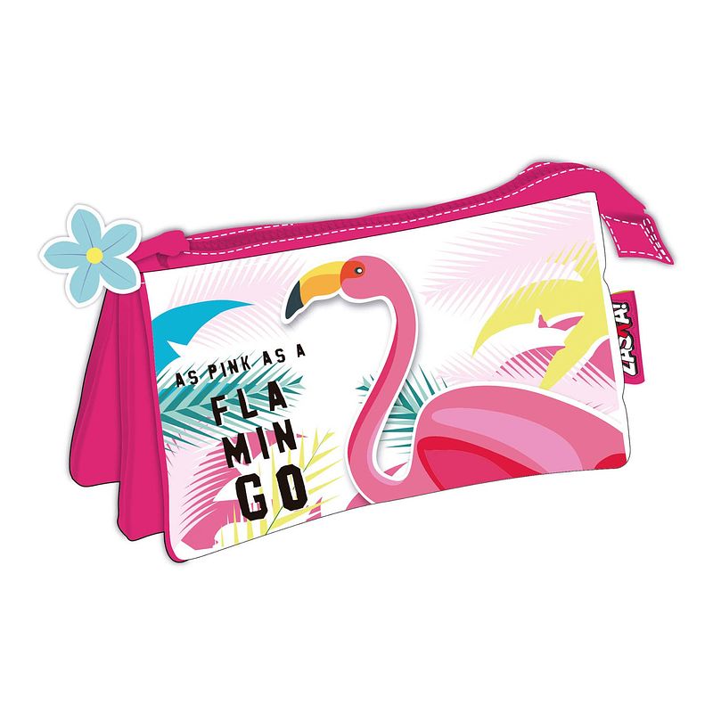 Foto van Zaska flamingo toilettas / make-up tasje 21 x 11 cm - toilettassen