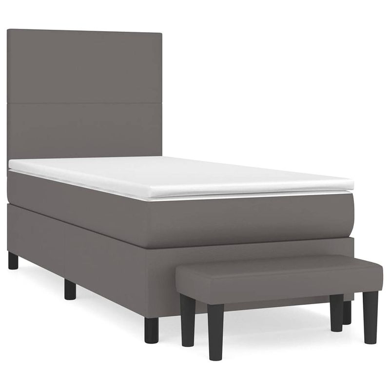 Foto van Vidaxl boxspring met matras kunstleer grijs 100x200 cm