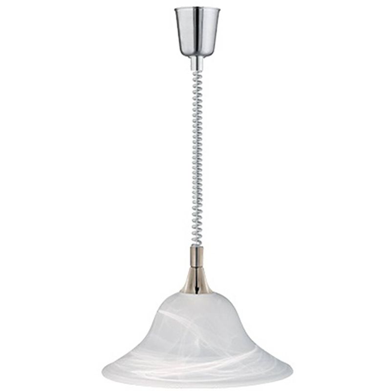 Foto van Led hanglamp - hangverlichting - trion voluna - e27 fitting - rond - mat nikkel - aluminium