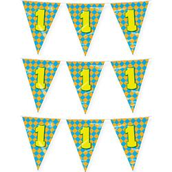 Foto van Paperdreams verjaardag 1 jaar thema vlaggetjes - 3x - feestversiering - 10m - folie - dubbelzijdig - vlaggenlijnen