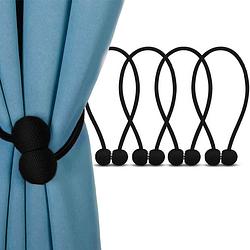 Foto van Awemoz luxe gordijn embrasse - 4 stuks - gordijnhouders - embrasses voor gordijnen - magnetisch gordijnkoord - zwart